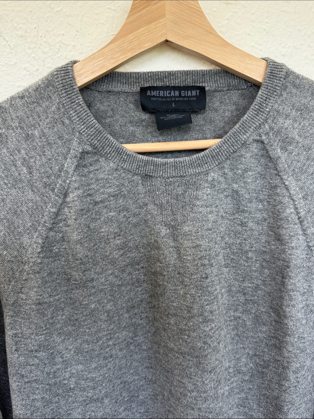 American Giant Merino Wool Cotton Crewneck Sweater Gray Size Large Made in USA - Picture 3 of 7